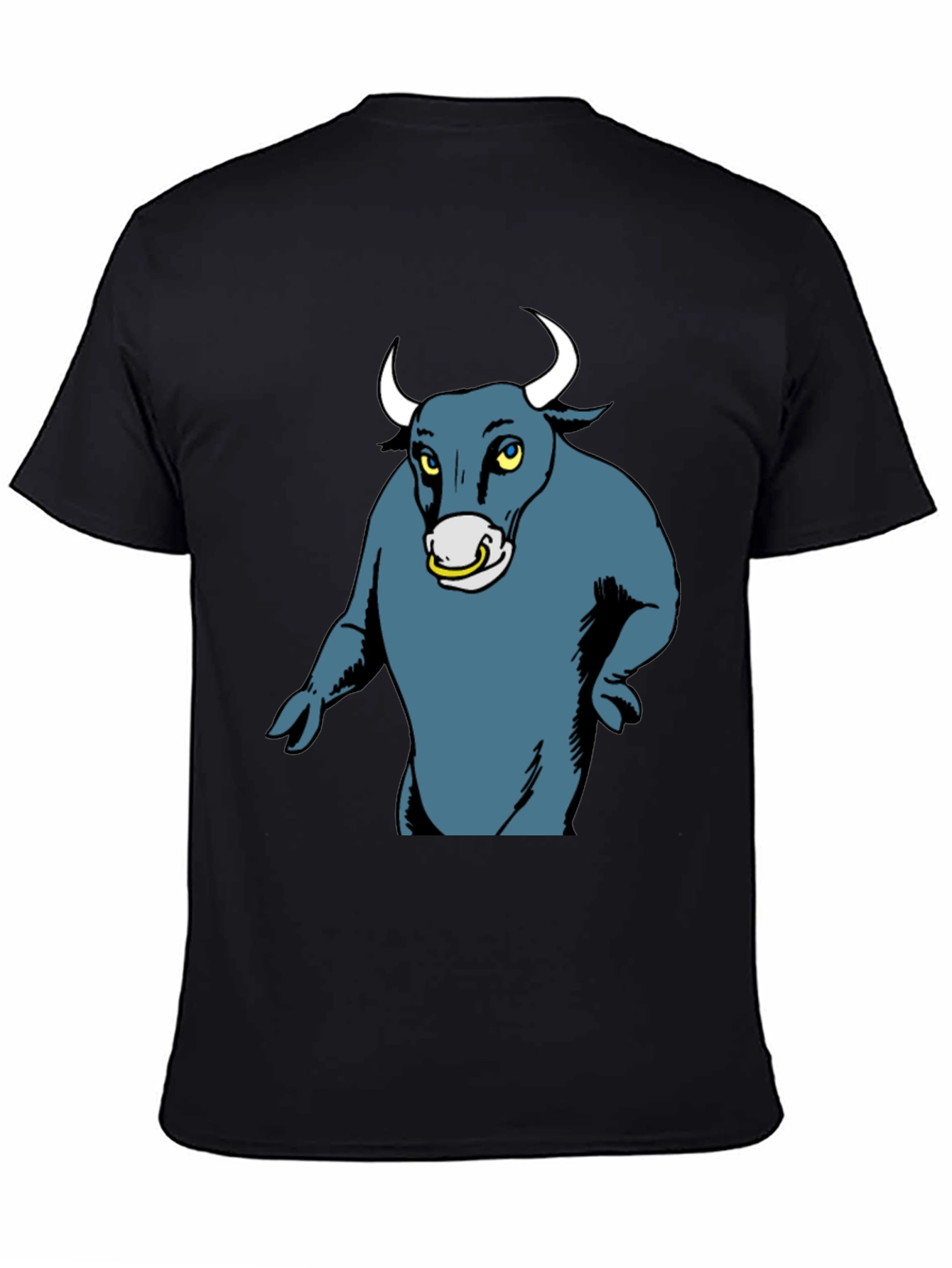 Cartoon Bull Graphic Tee - Black