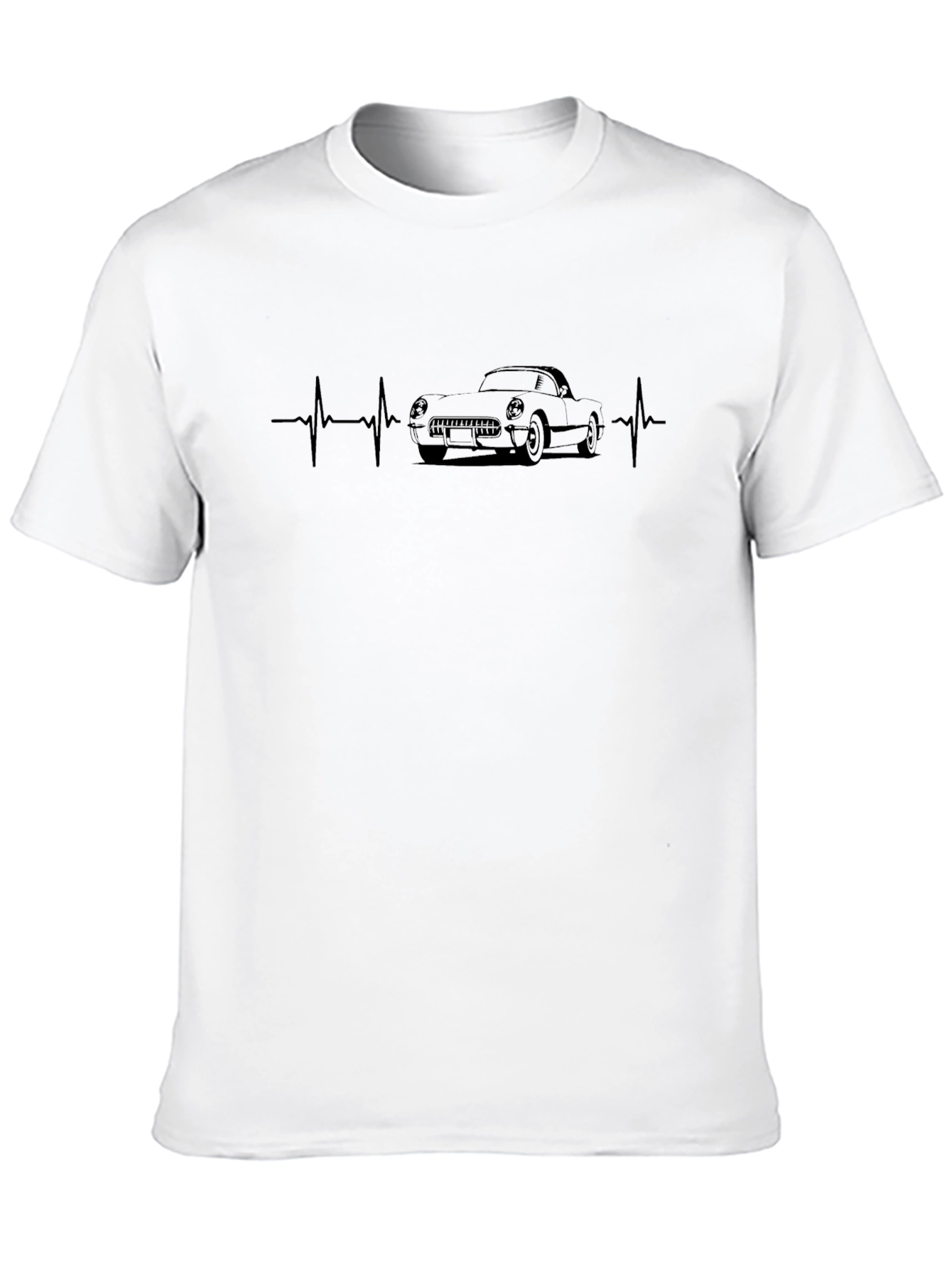 Classic Car Heartbeat Black T-Shirt