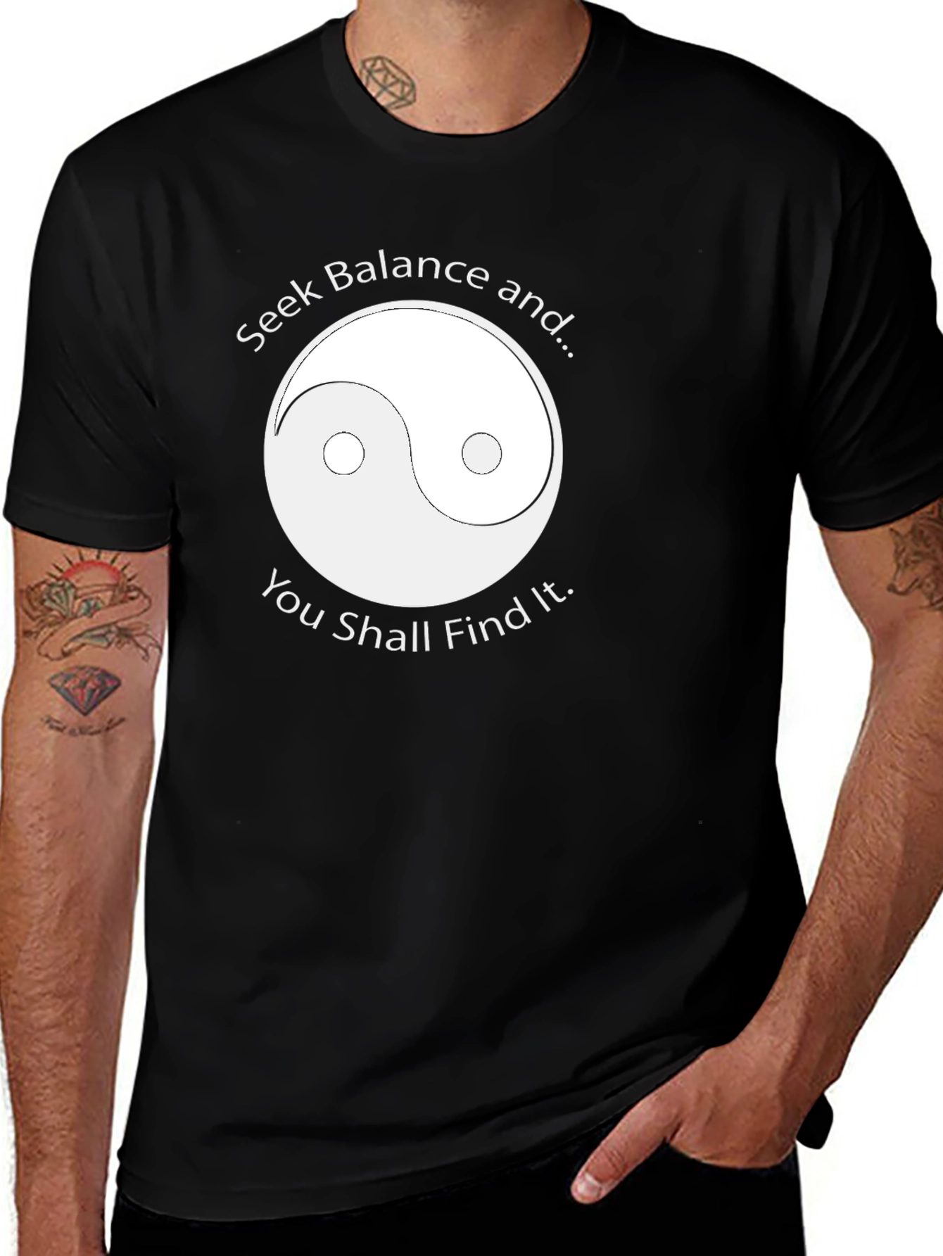 Yin Yang Balance Graphic Tee - Black T-Shirt