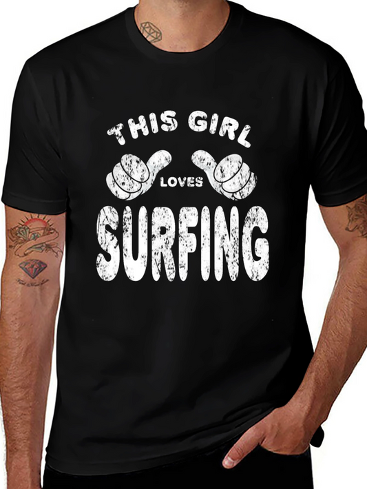 This Girl Loves Surfing Black T-Shirt