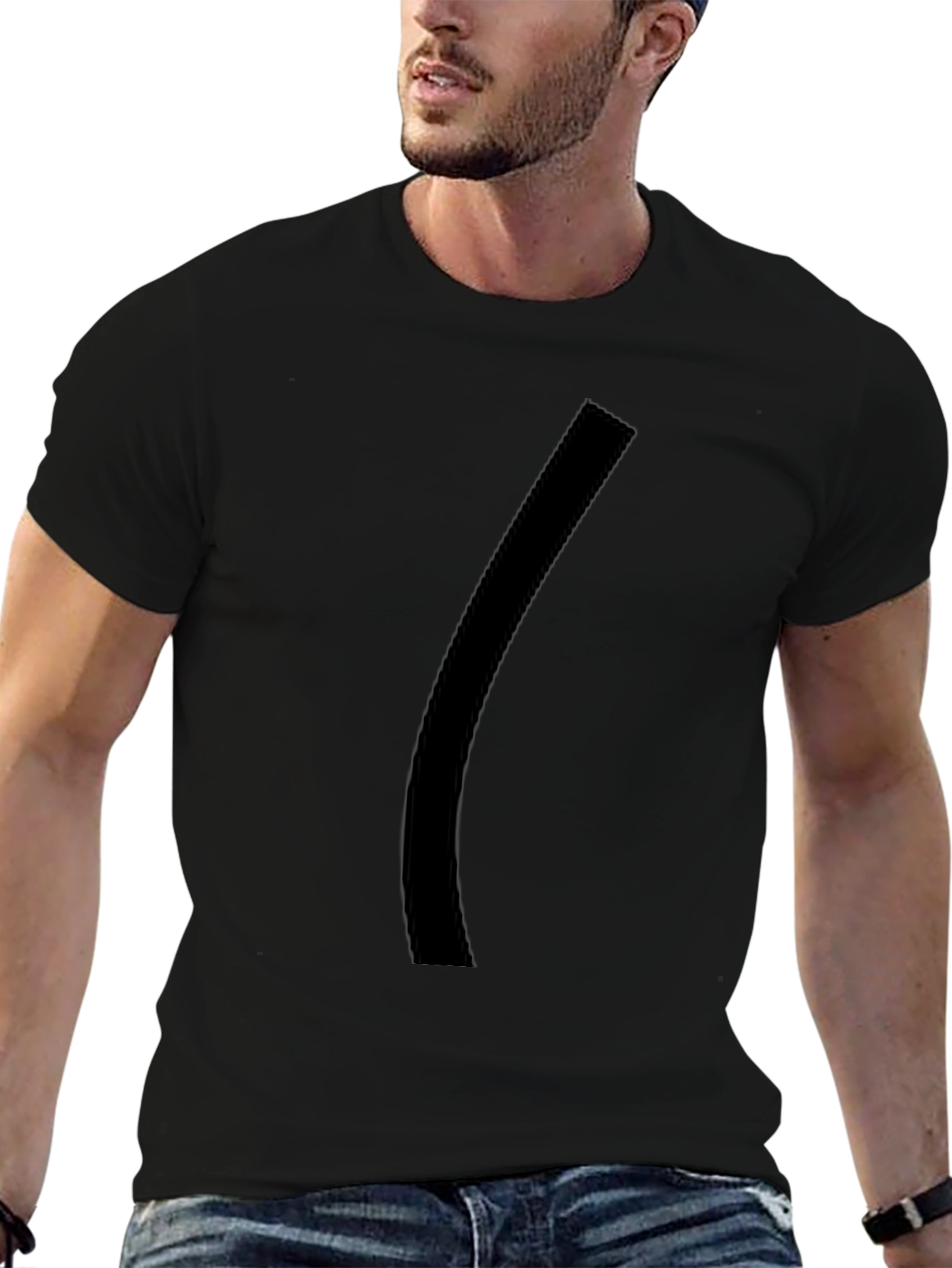 Mens Black Graphic Tee - Minimalist Style