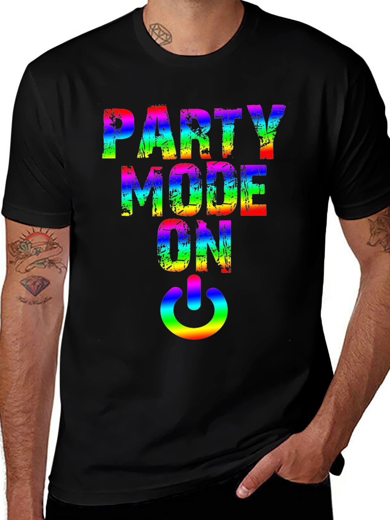 Party Mode On Rainbow Graphic Tee