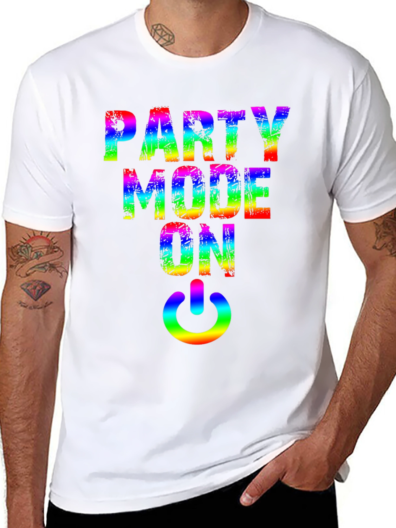 Party Mode On Rainbow Graphic Tee
