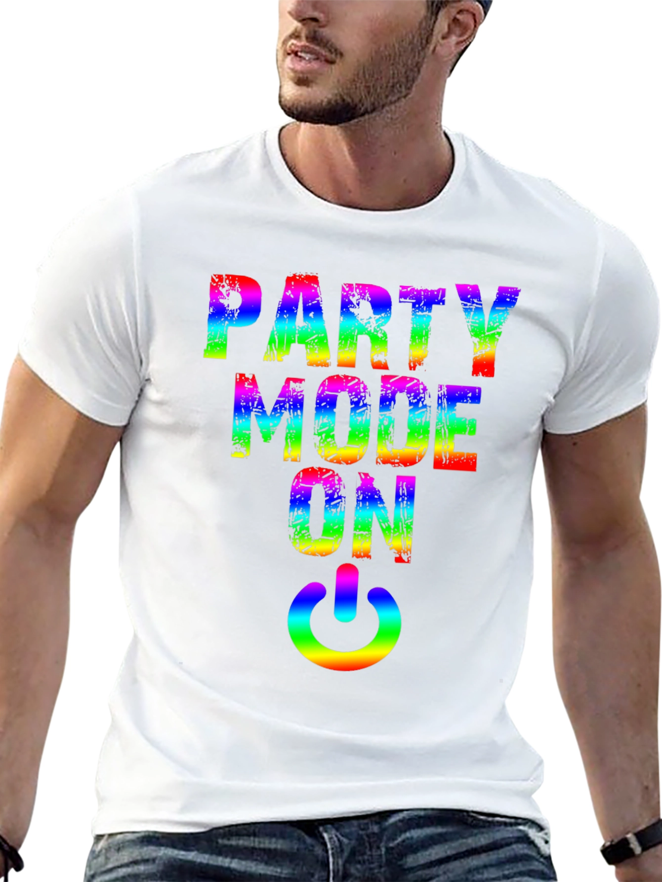 Party Mode On Rainbow Graphic Tee