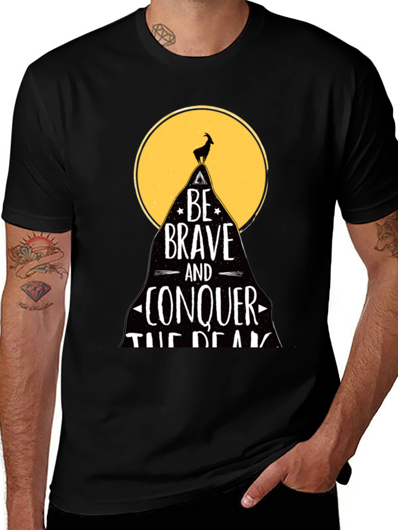 Be Brave T-Shirt - Mountain Goat Conquer Design