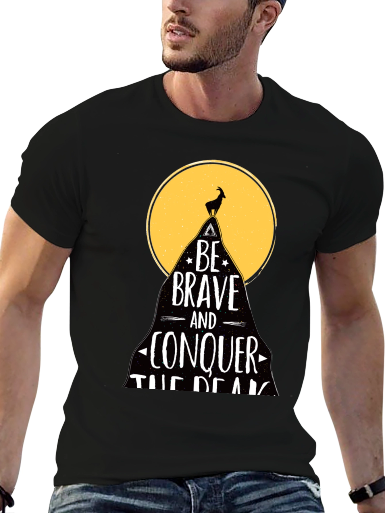 Be Brave T-Shirt - Mountain Goat Conquer Design