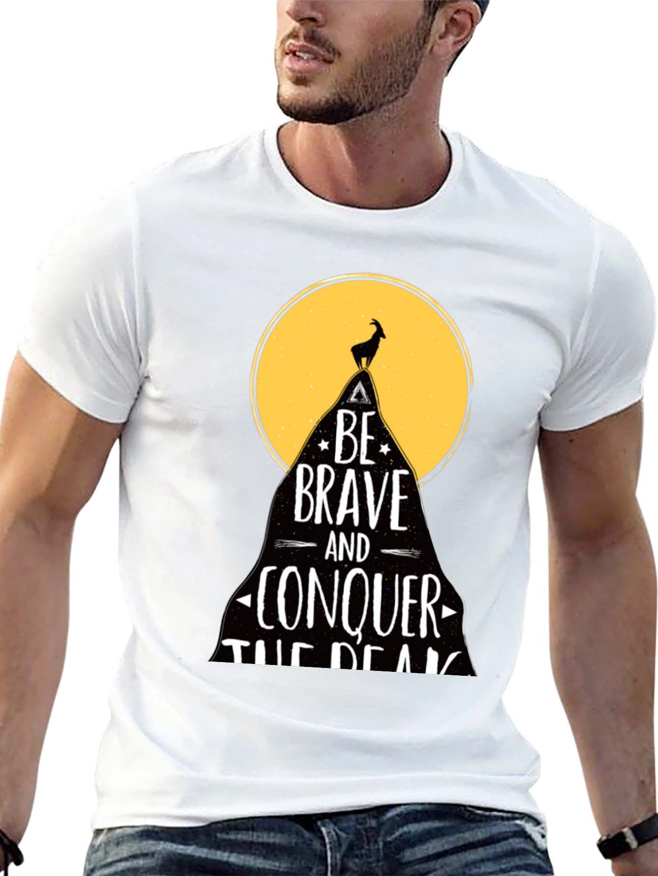Be Brave T-Shirt - Mountain Goat Conquer Design