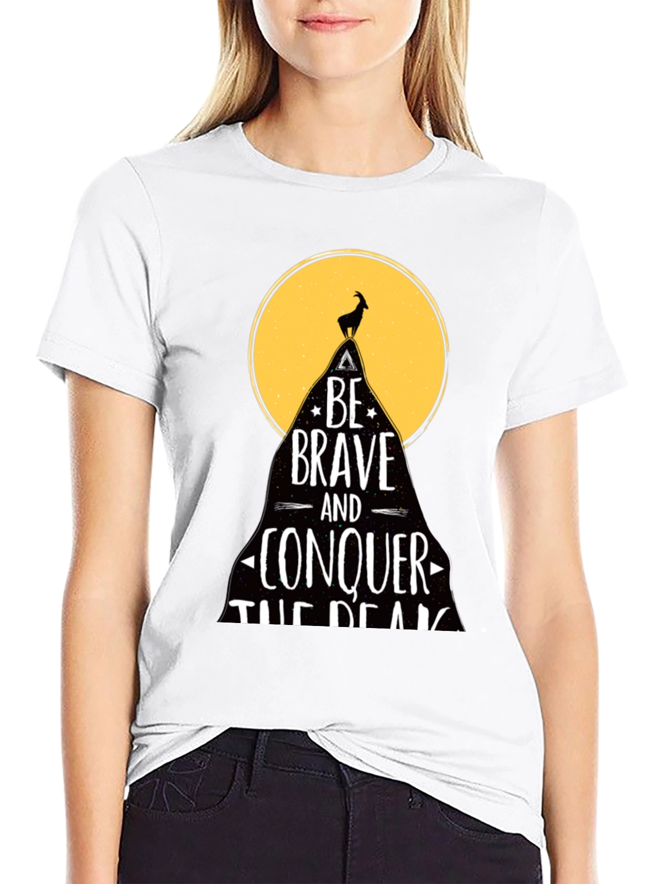 Be Brave T-Shirt - Mountain Goat Conquer Design