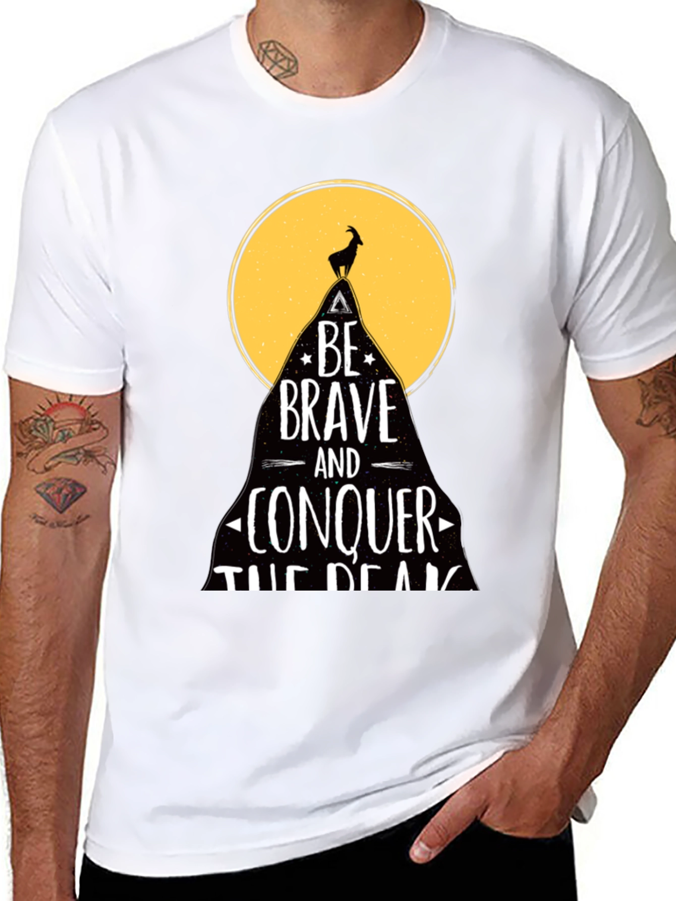 Be Brave T-Shirt - Mountain Goat Conquer Design