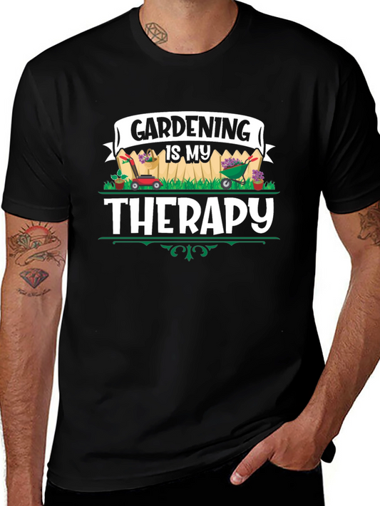 Gardening is My Therapy Black T-Shirt