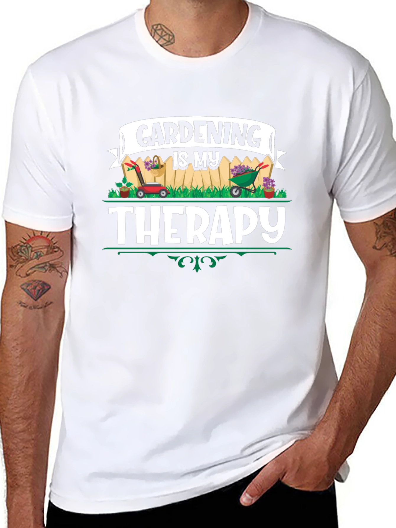Gardening is My Therapy Black T-Shirt