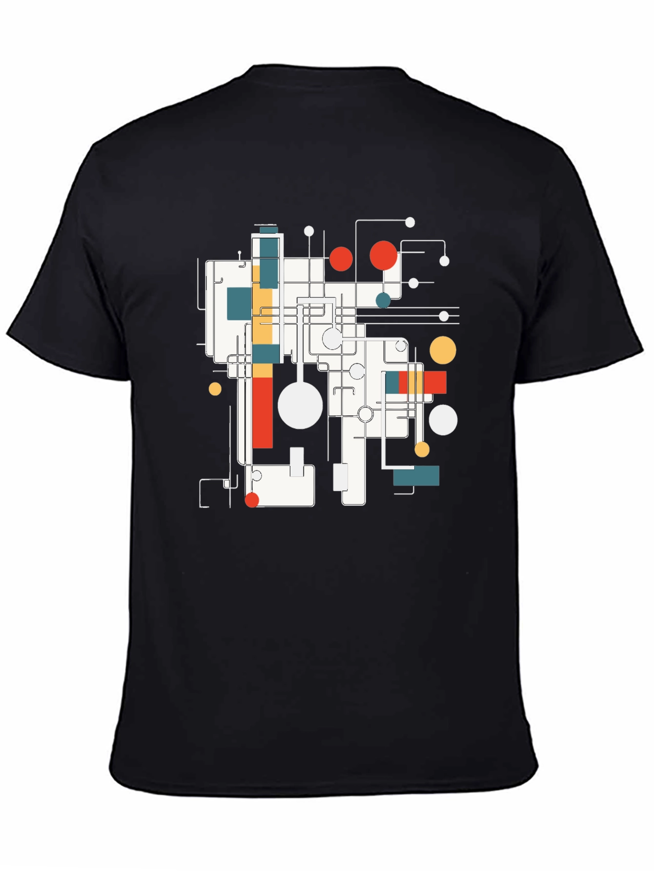 Abstract Geometric Design Black T-Shirt