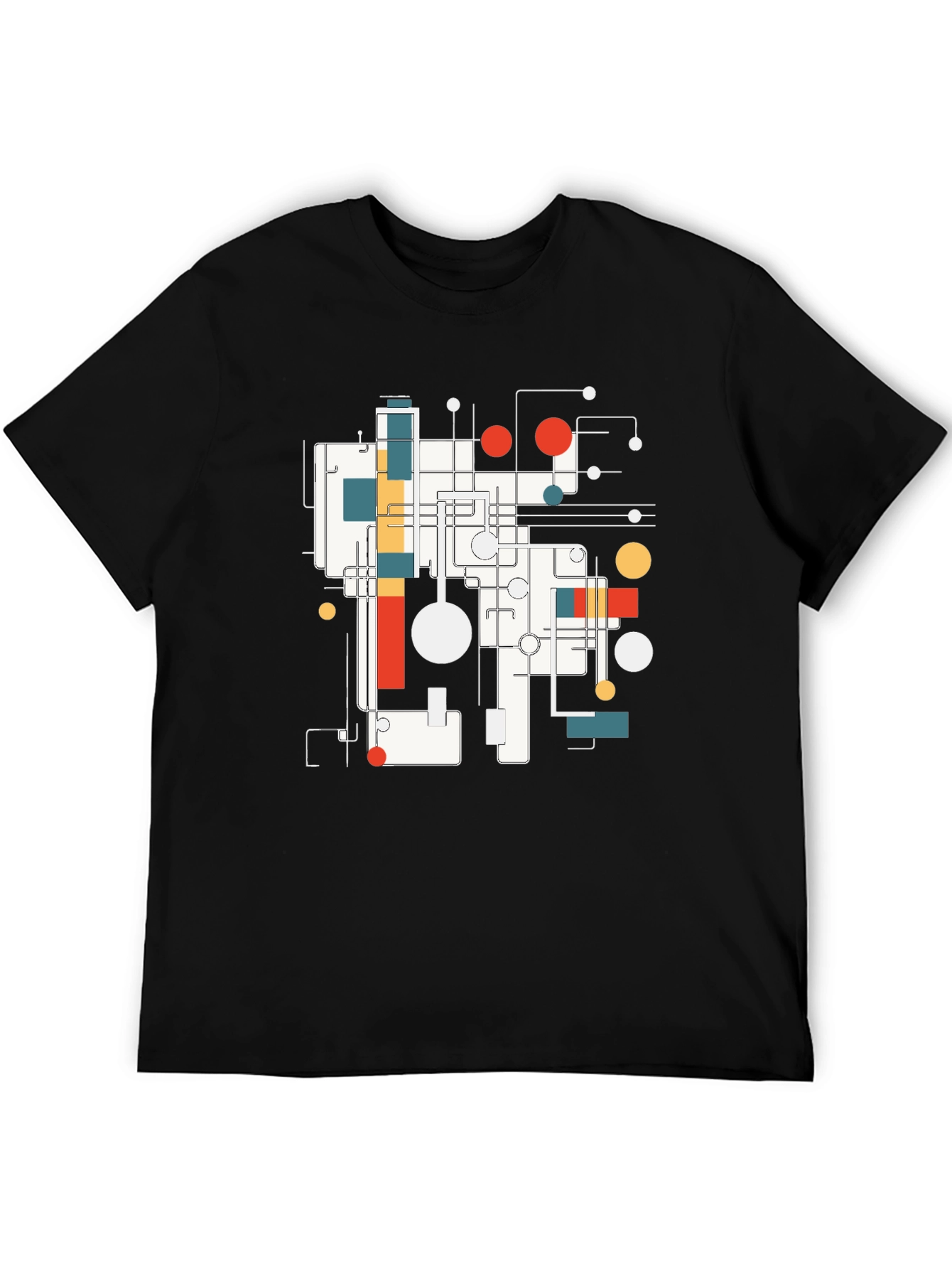 Abstract Geometric Design Black T-Shirt