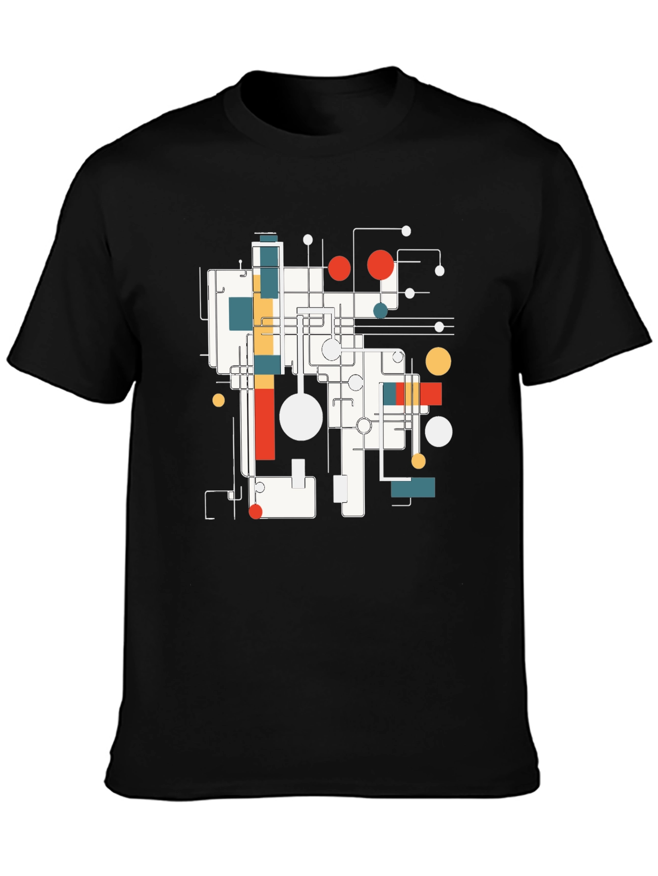 Abstract Geometric Design Black T-Shirt