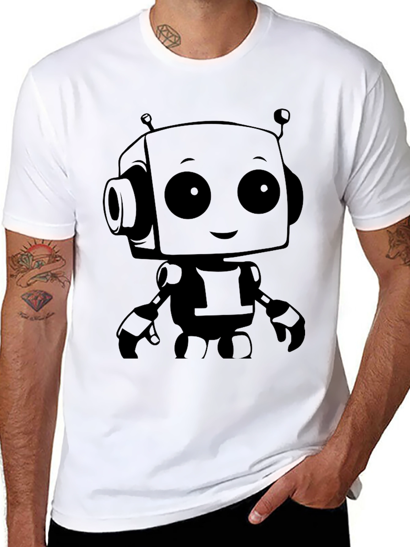 Robot Graphic Print T-Shirt