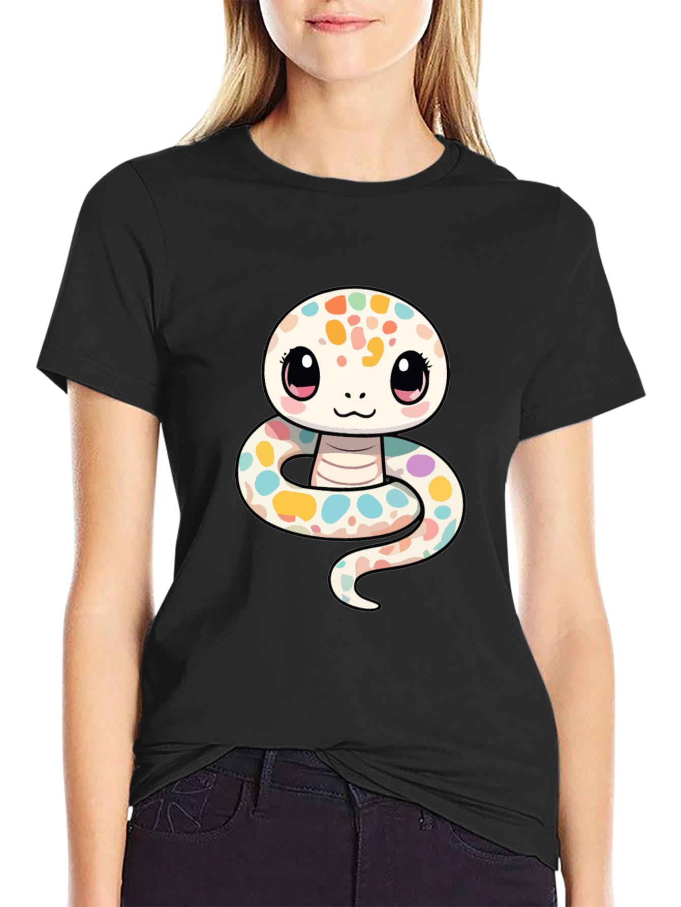Cute Cartoon Snake Graphic T-Shirt