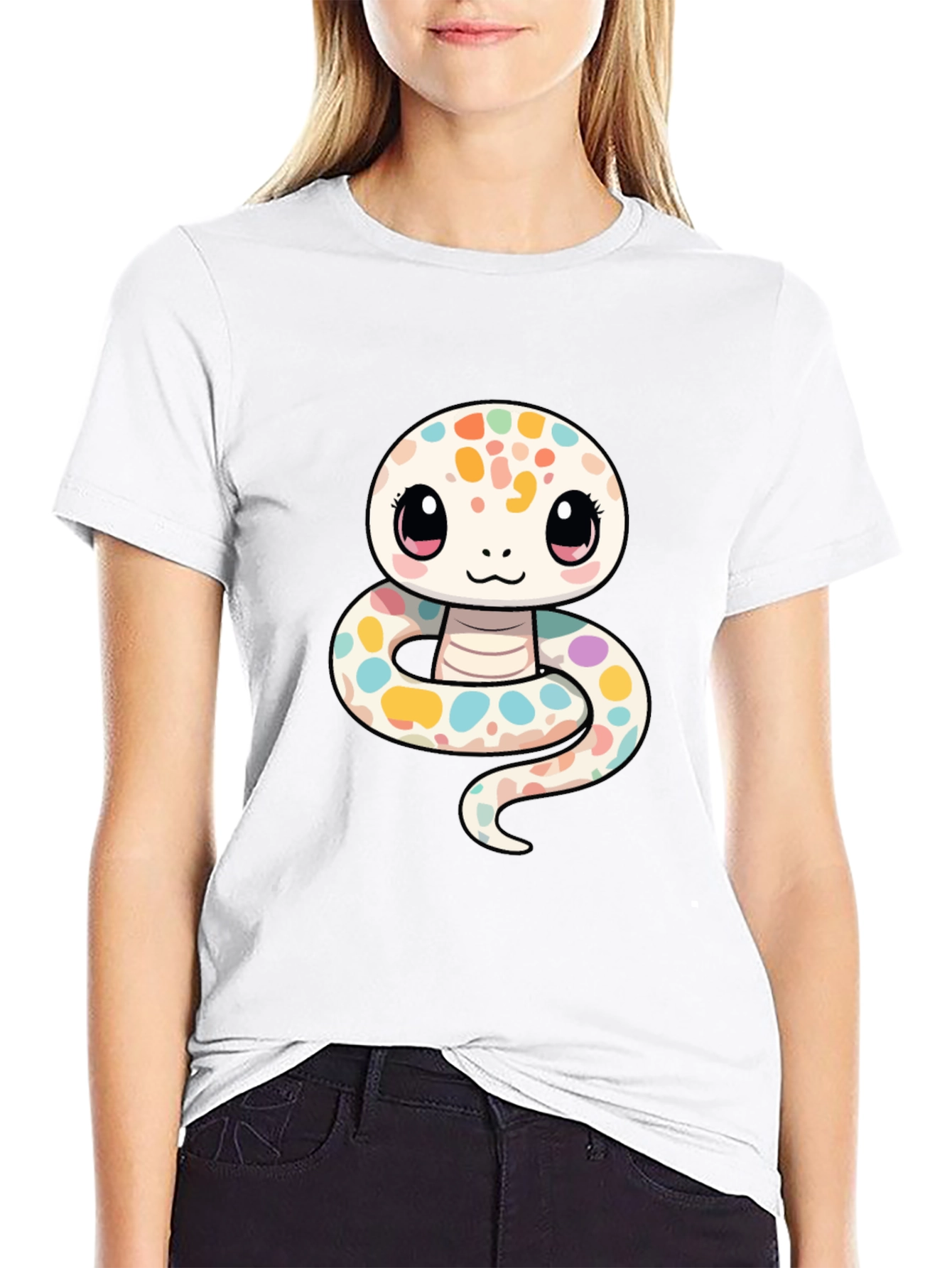 Cute Cartoon Snake Graphic T-Shirt