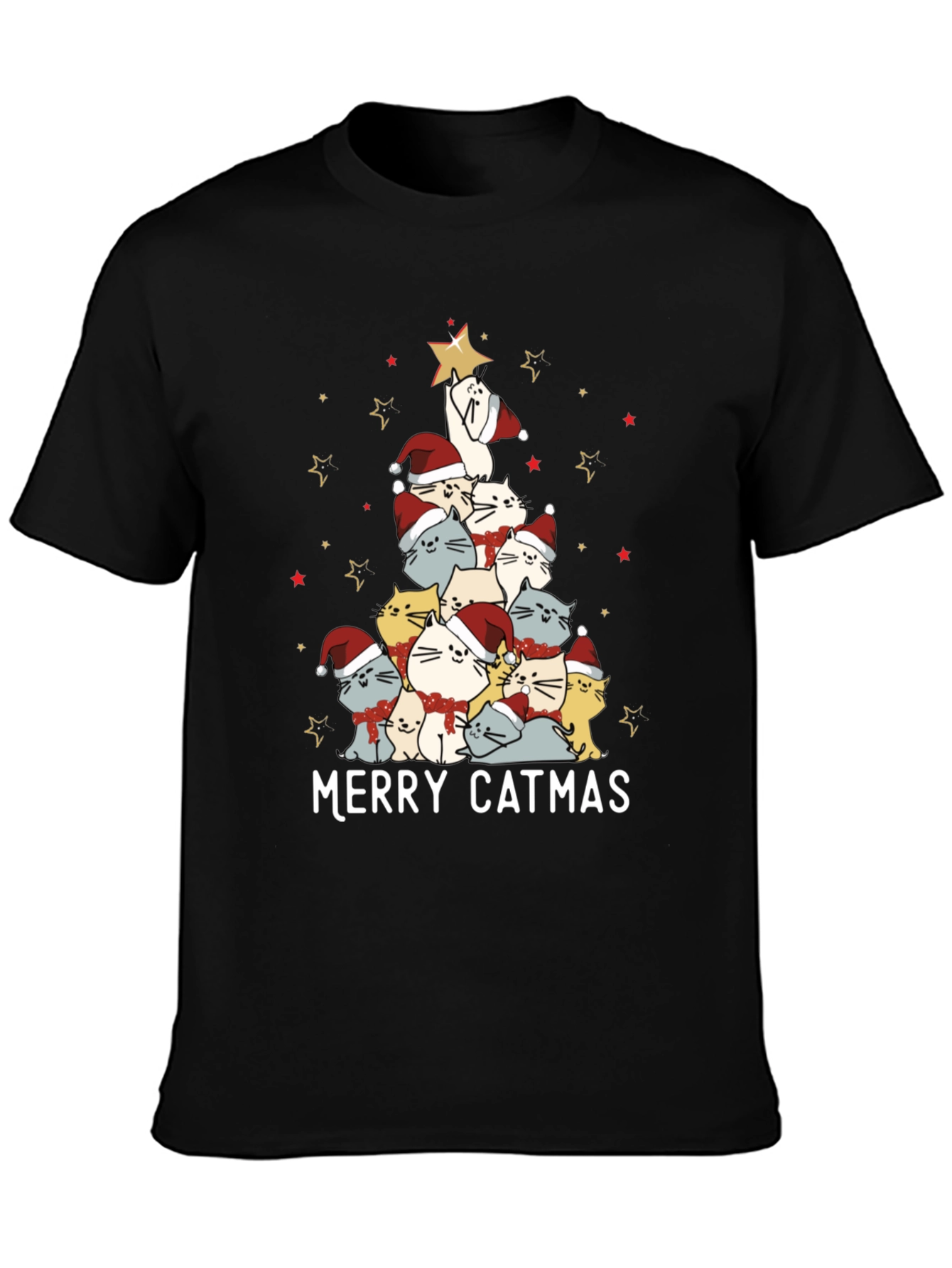Merry Catmas Cat Christmas Tree T-Shirt