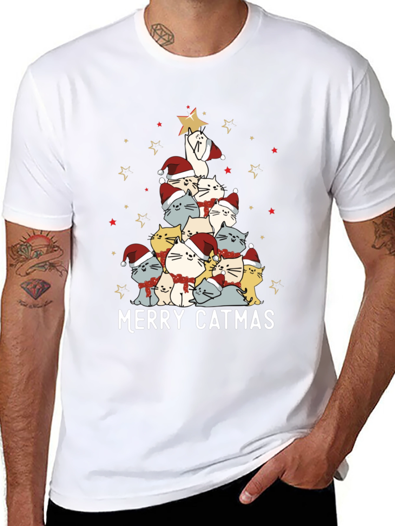Merry Catmas Cat Christmas Tree T-Shirt