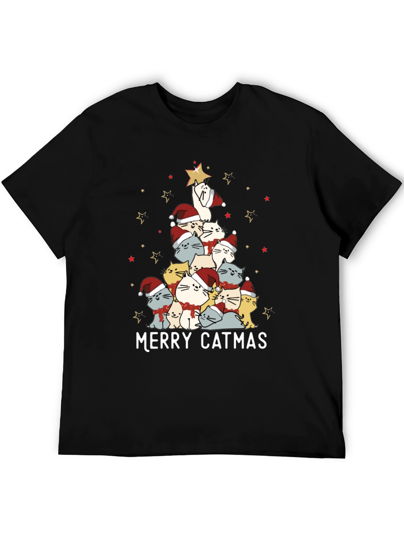 Merry Catmas Cat Christmas Tree T-Shirt