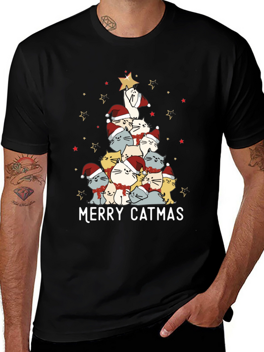 Merry Catmas Cat Christmas Tree T-Shirt