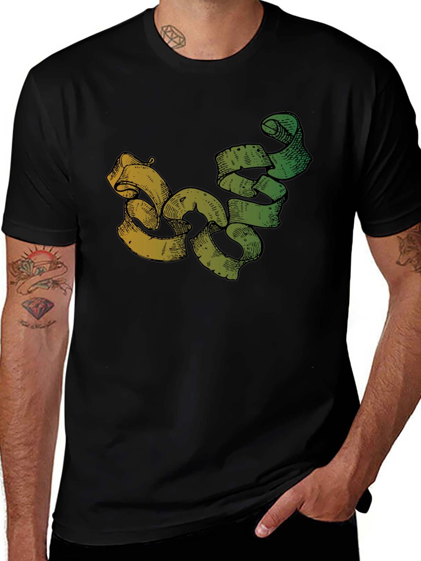 Modern Scroll Design Black T-Shirt