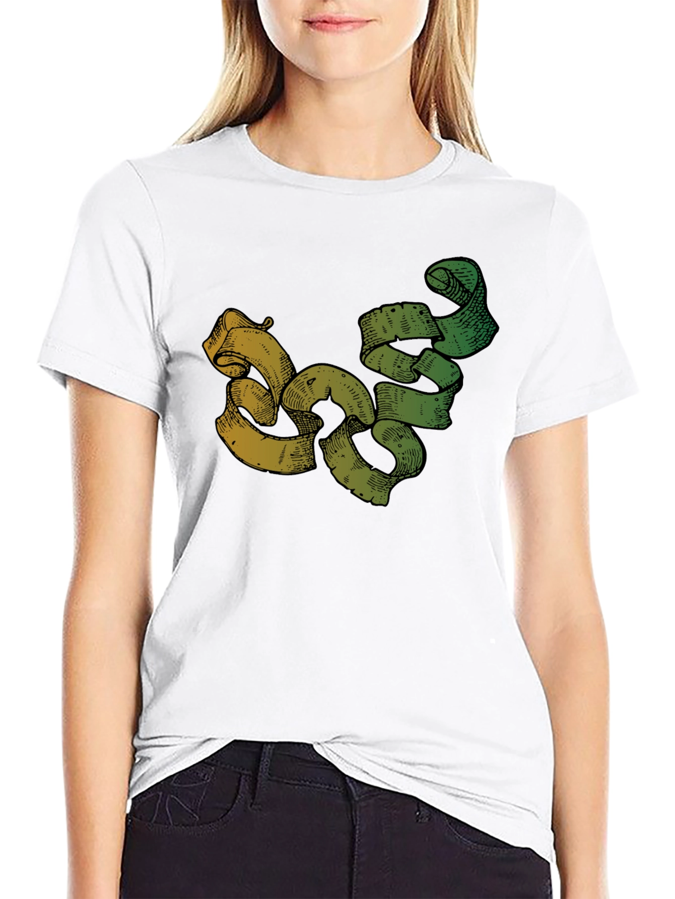 Modern Scroll Design Black T-Shirt