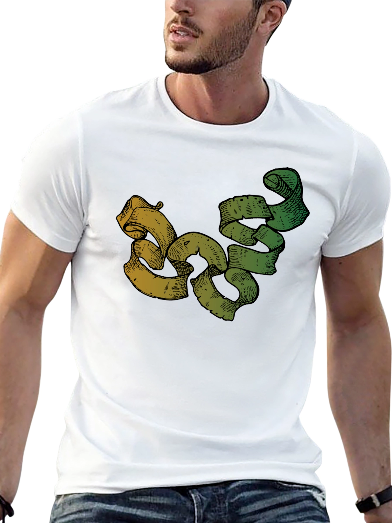 Modern Scroll Design Black T-Shirt