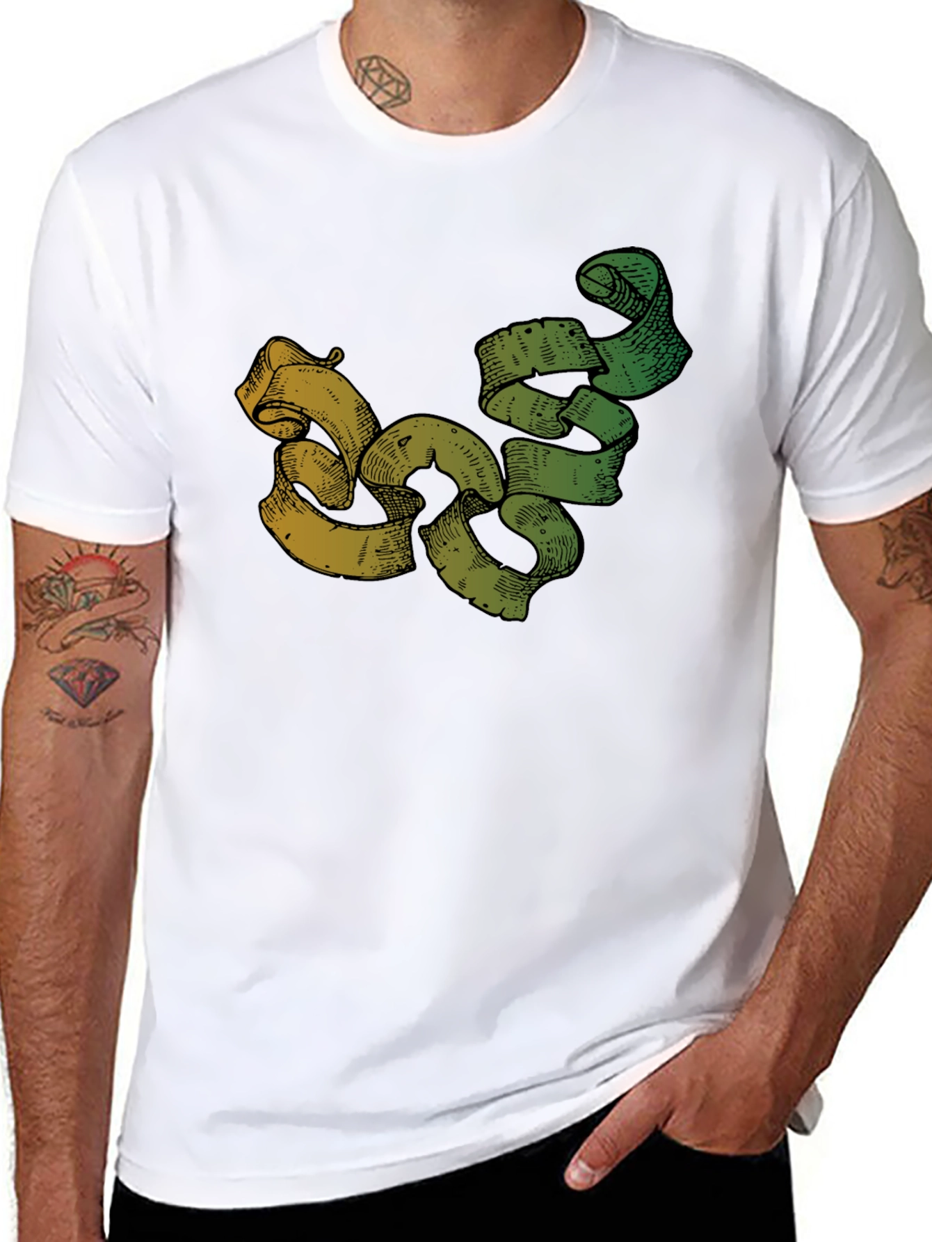 Modern Scroll Design Black T-Shirt