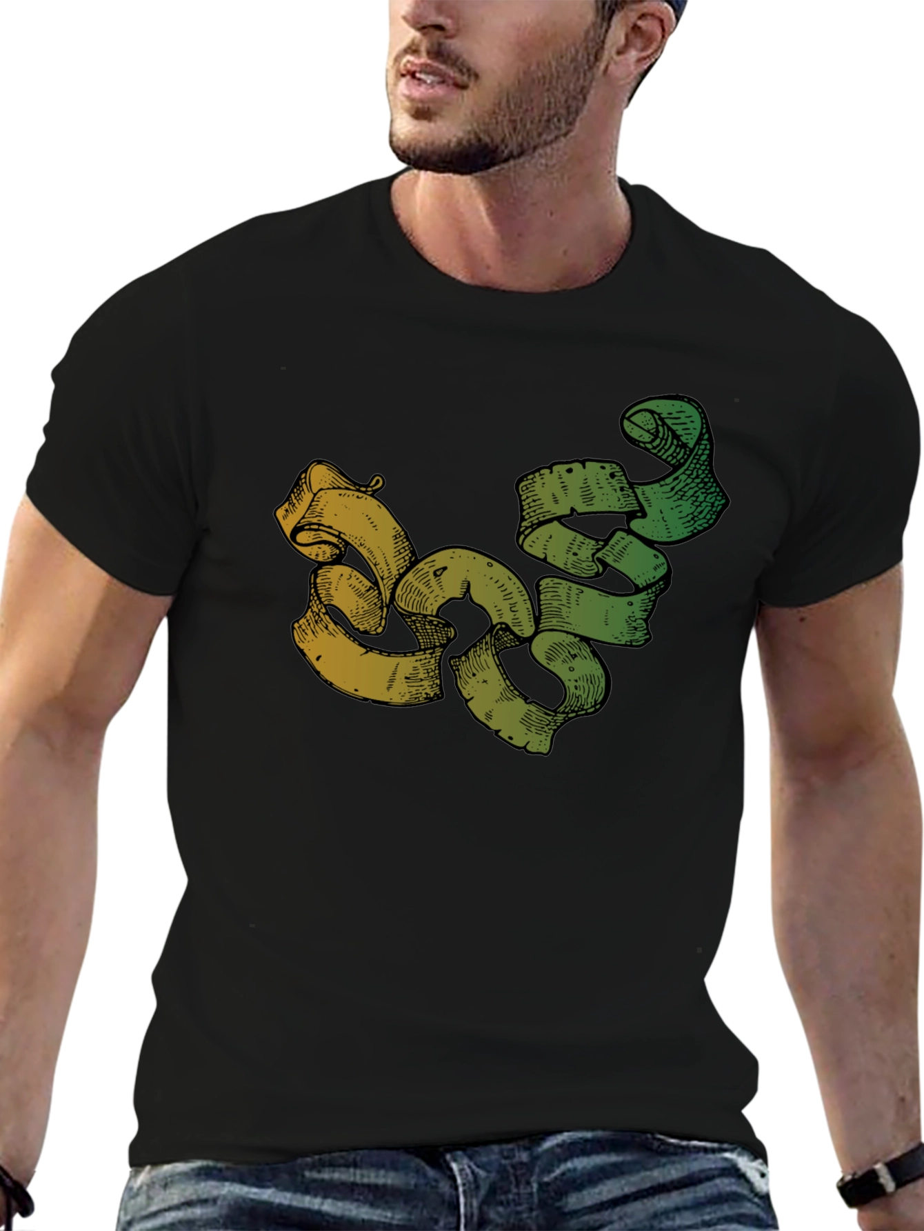 Modern Scroll Design Black T-Shirt