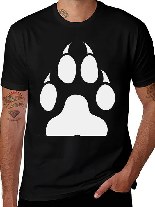 Cool Black Tee with White Paw Print Graphic