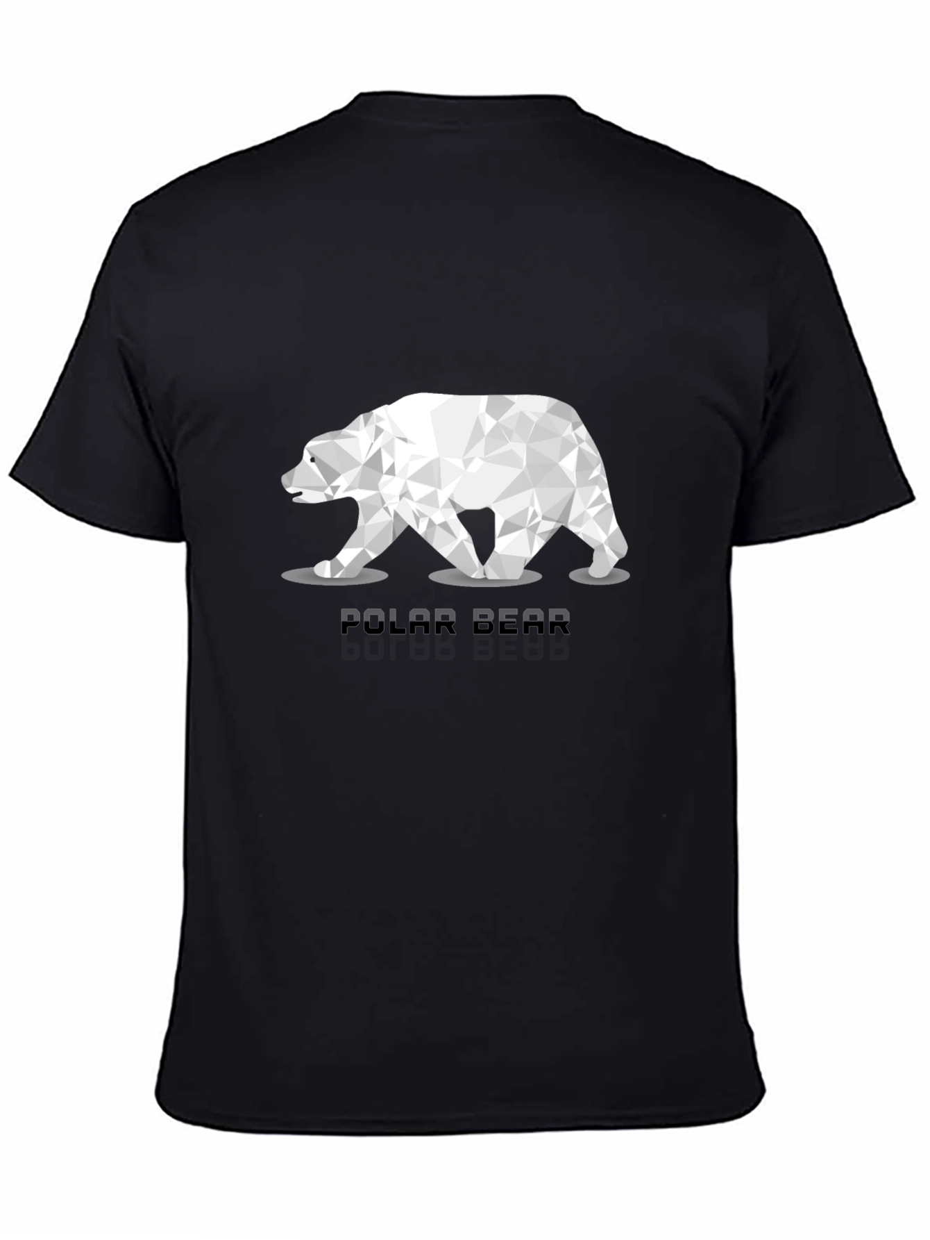 Geometric Polar Bear Graphic T-Shirt - Black