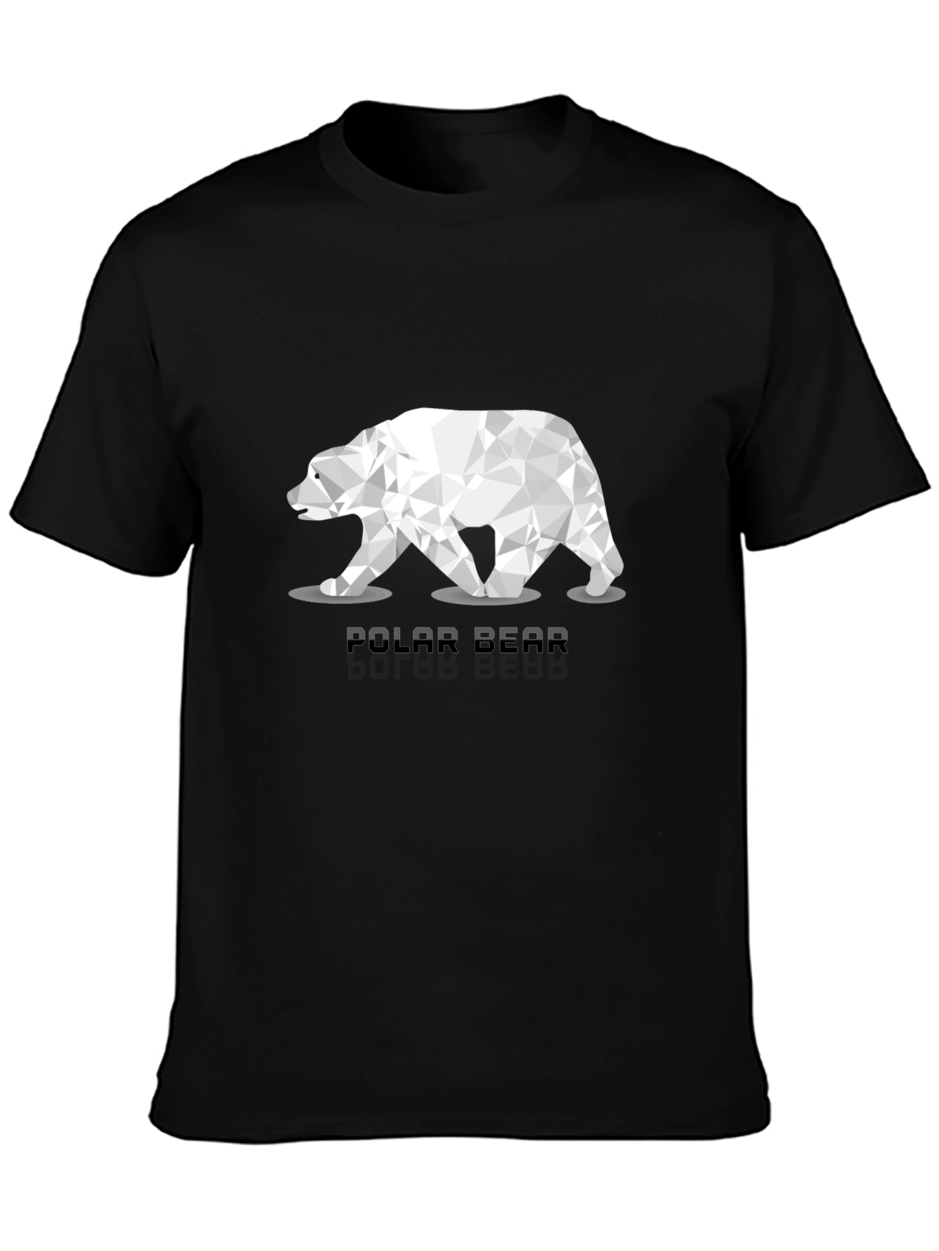 Geometric Polar Bear Graphic T-Shirt - Black
