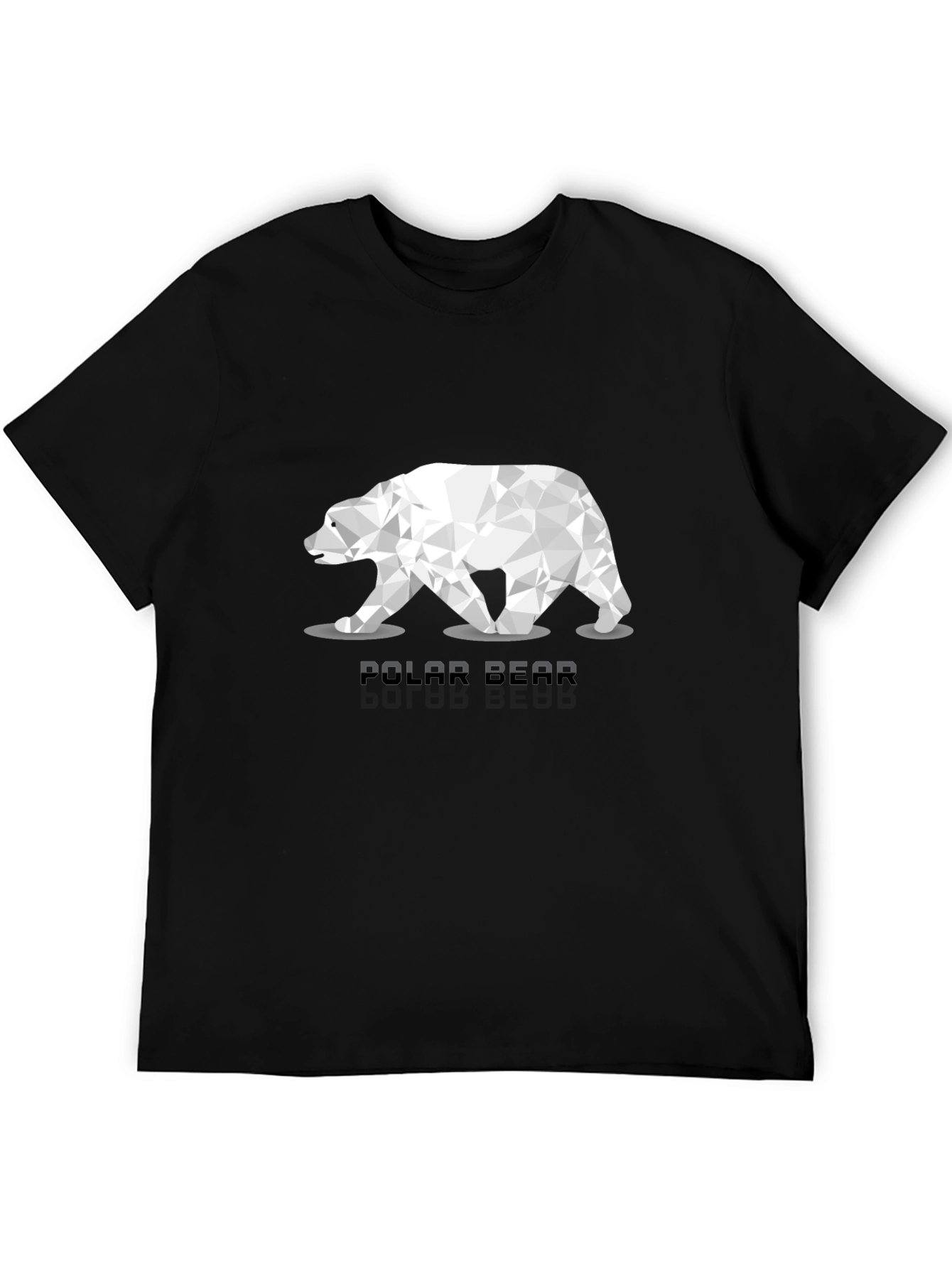 Geometric Polar Bear Graphic T-Shirt - Black