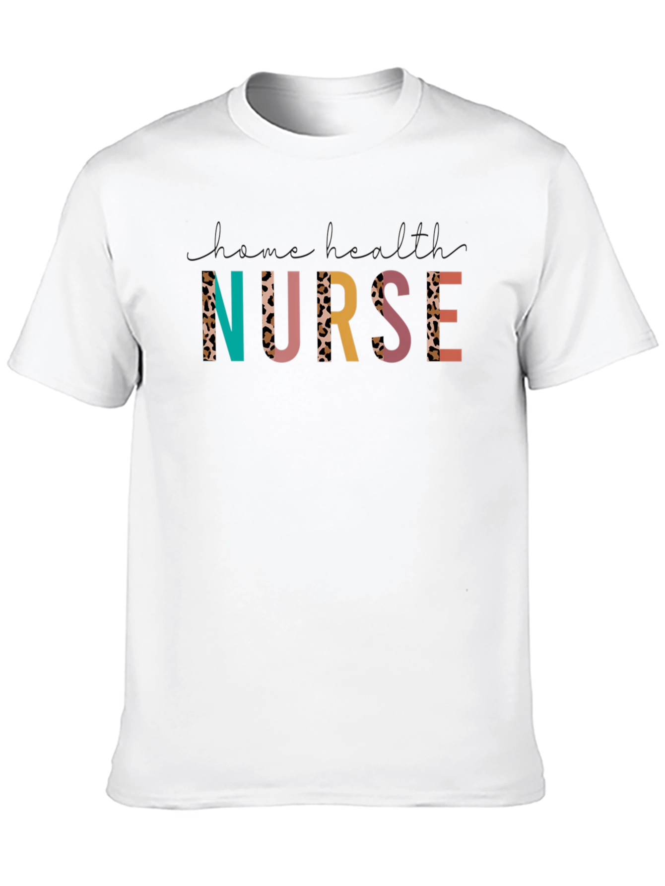 Trendy Nurse T-Shirt with Leopard Print Accents