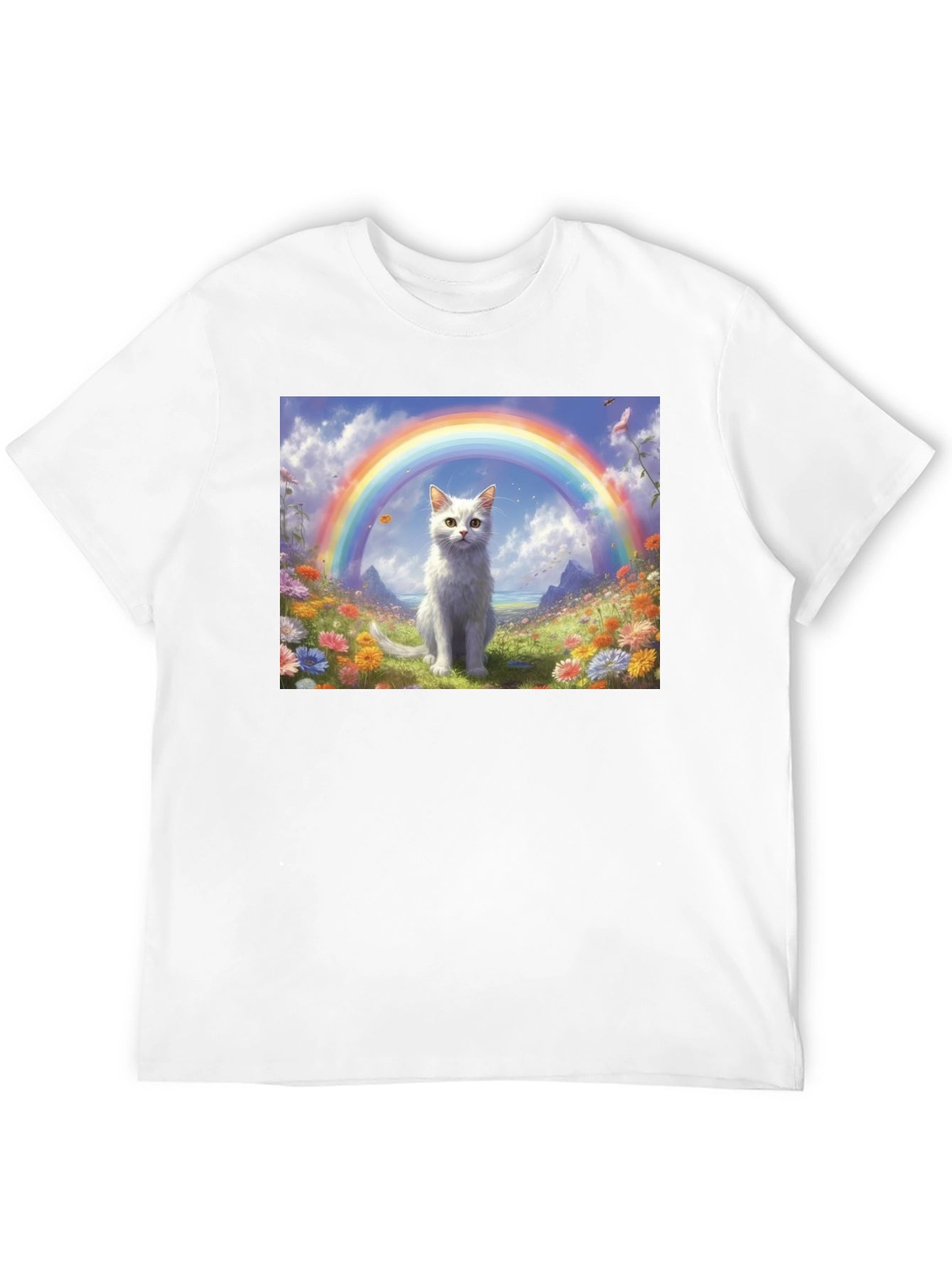 Cat Rainbow Field T-Shirt - Unique Design
