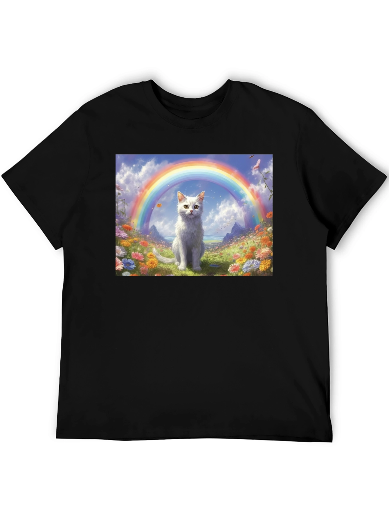 Cat Rainbow Field T-Shirt - Unique Design