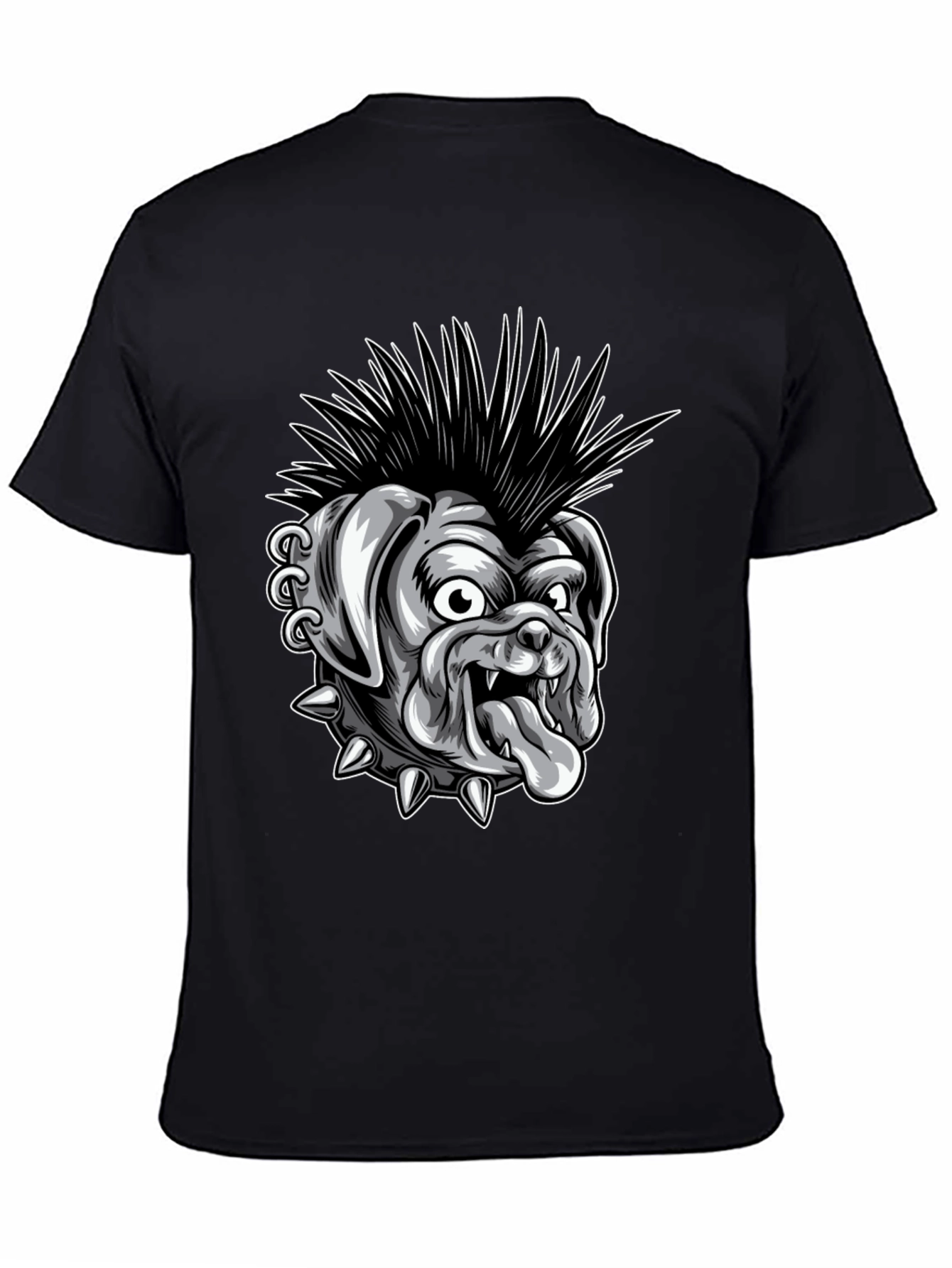 Punk Bulldog Graphic T-Shirt - Black Cotton Tee