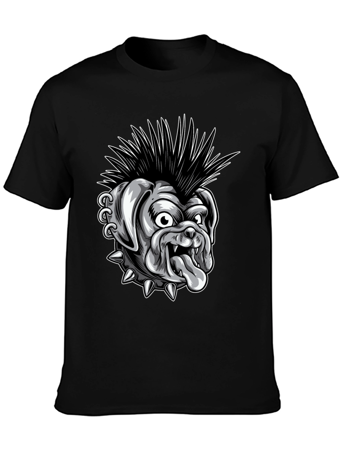 Punk Bulldog Graphic T-Shirt - Black Cotton Tee