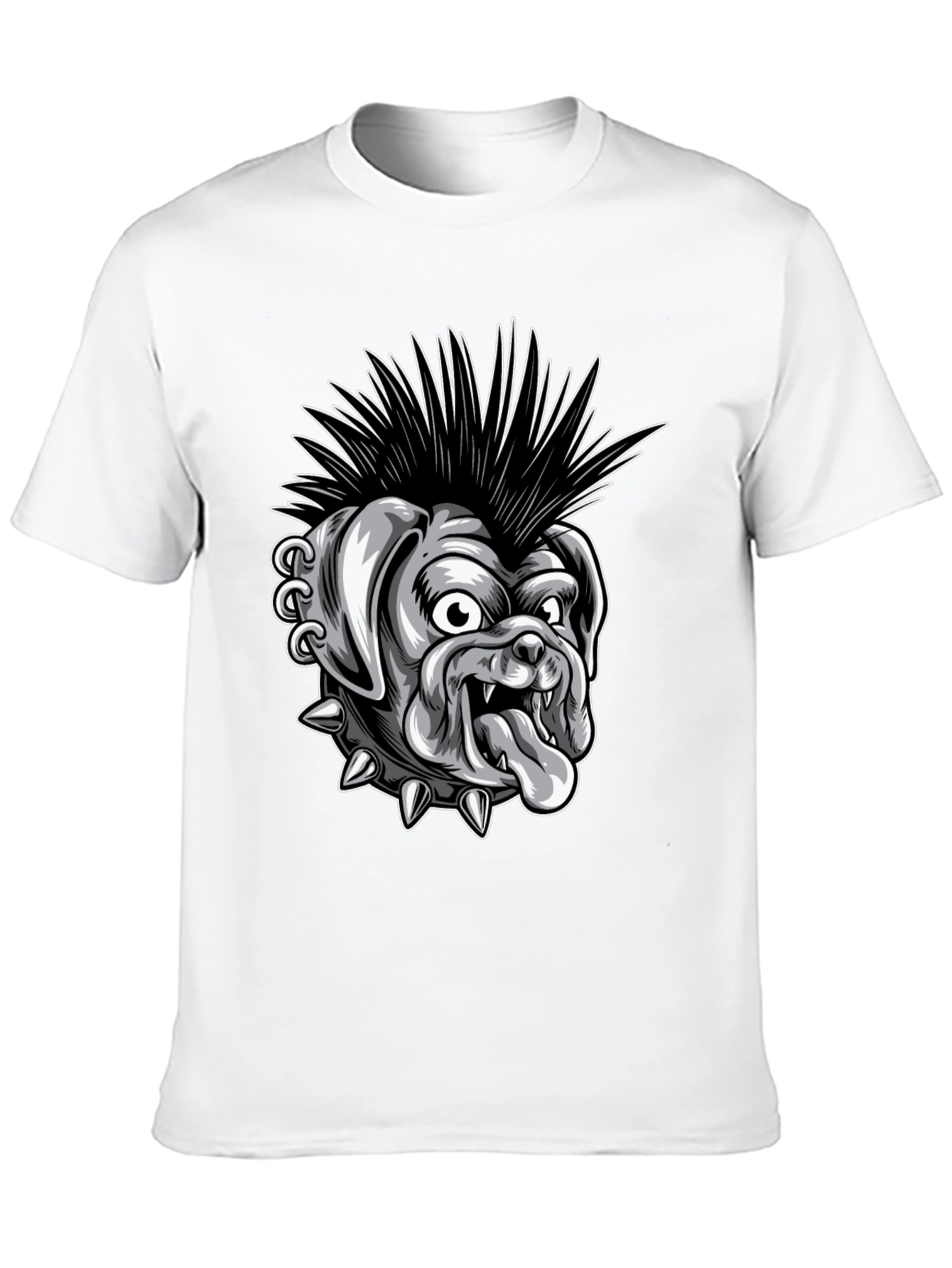 Punk Bulldog Graphic T-Shirt - Black Cotton Tee