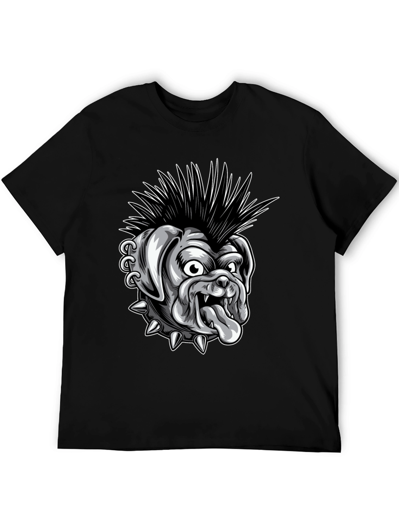 Punk Bulldog Graphic T-Shirt - Black Cotton Tee