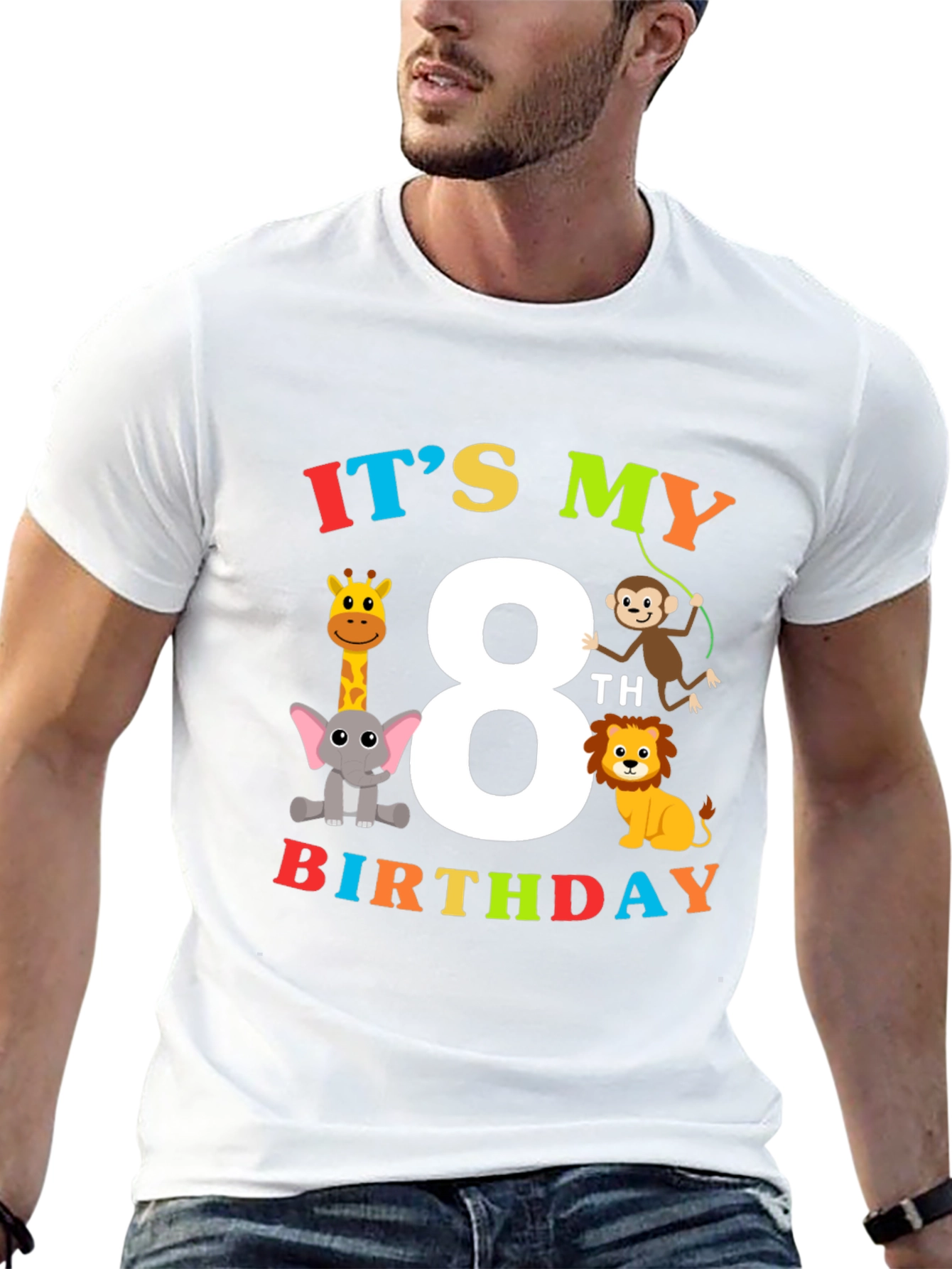 Kids 8th Birthday Safari Animal T-Shirt