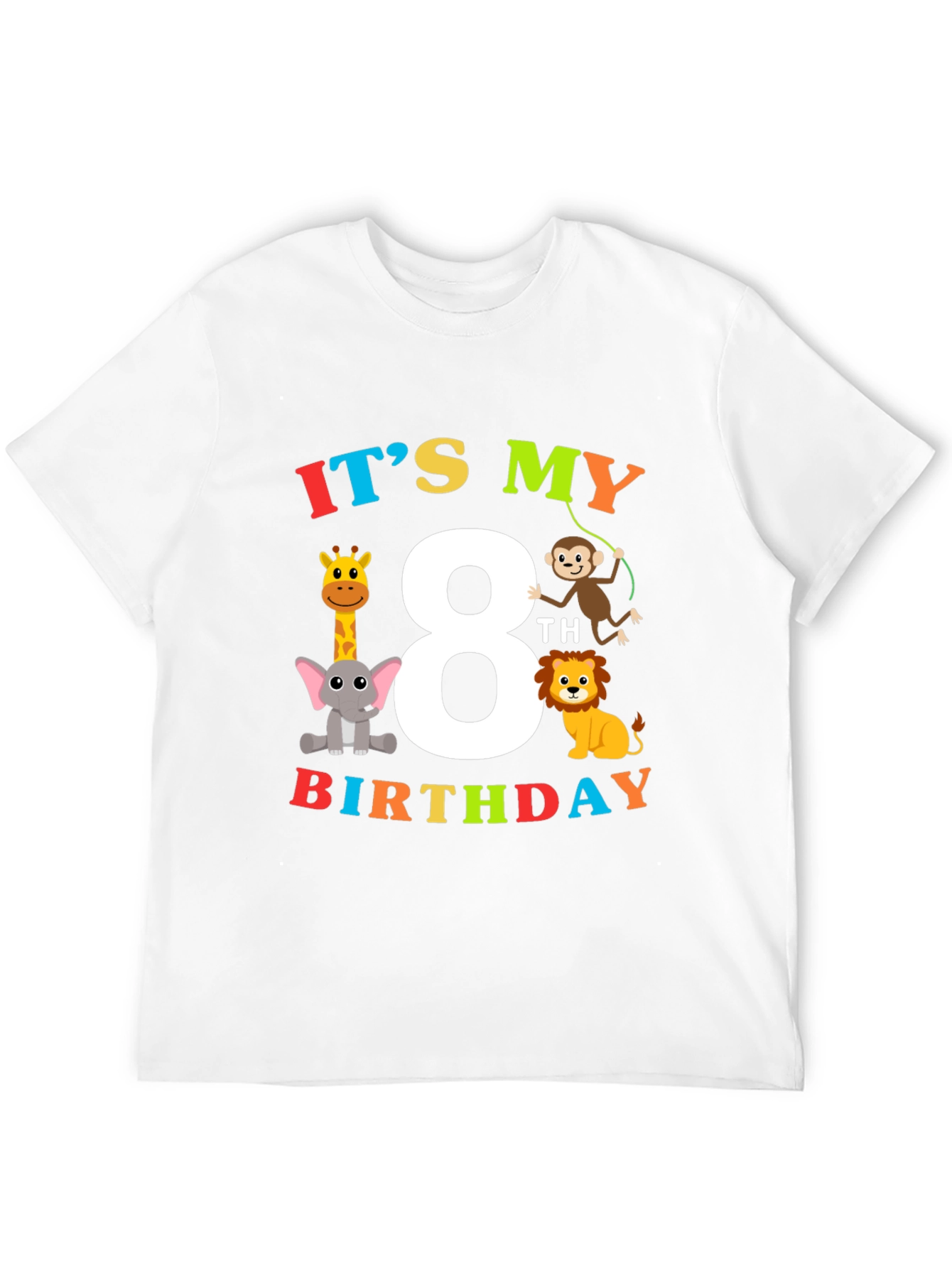Kids 8th Birthday Safari Animal T-Shirt
