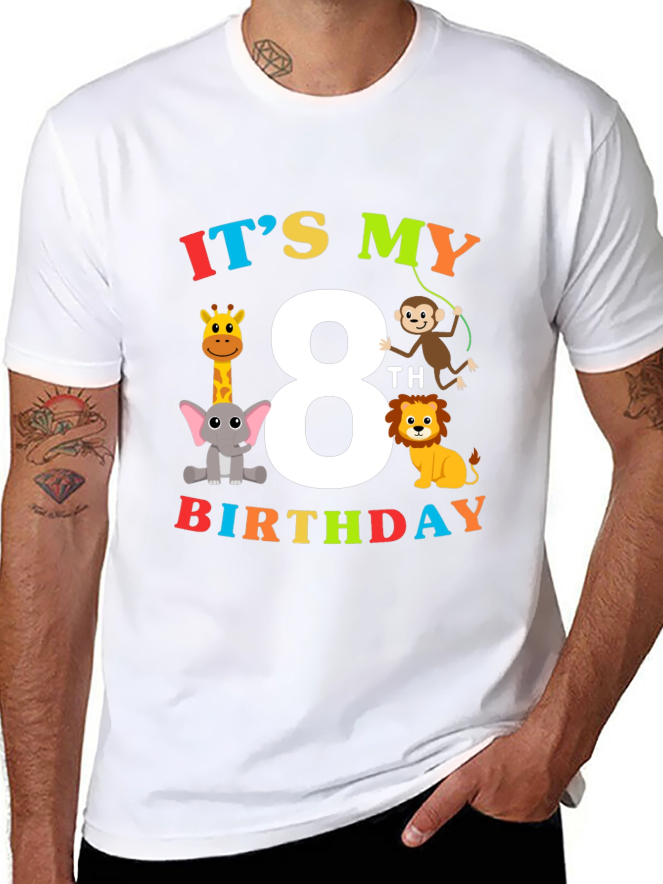 Kids 8th Birthday Safari Animal T-Shirt