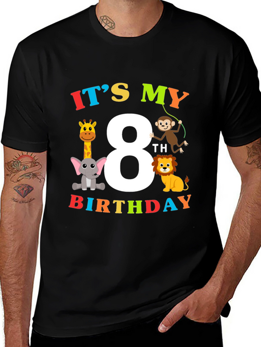 Kids 8th Birthday Safari Animal T-Shirt