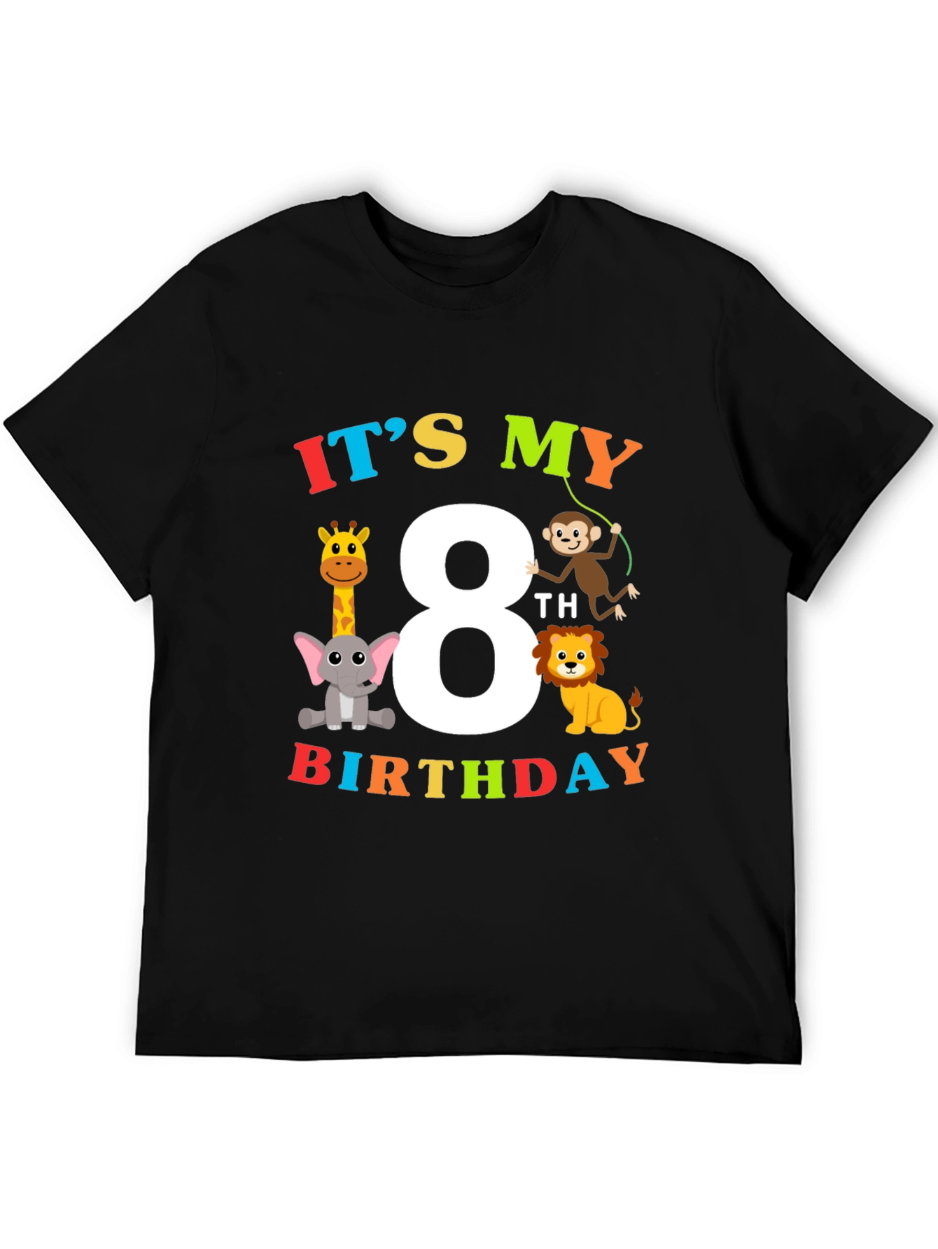 Kids 8th Birthday Safari Animal T-Shirt