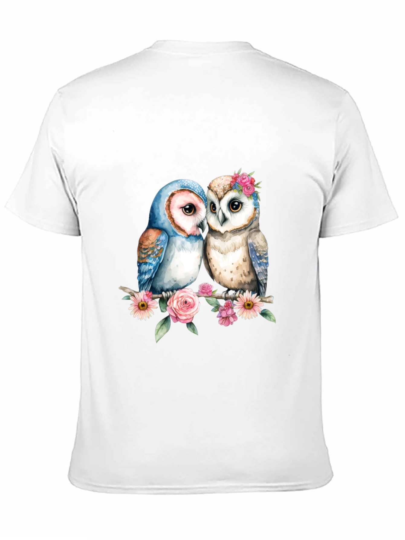 Floral Owl Couple Graphic T-Shirt