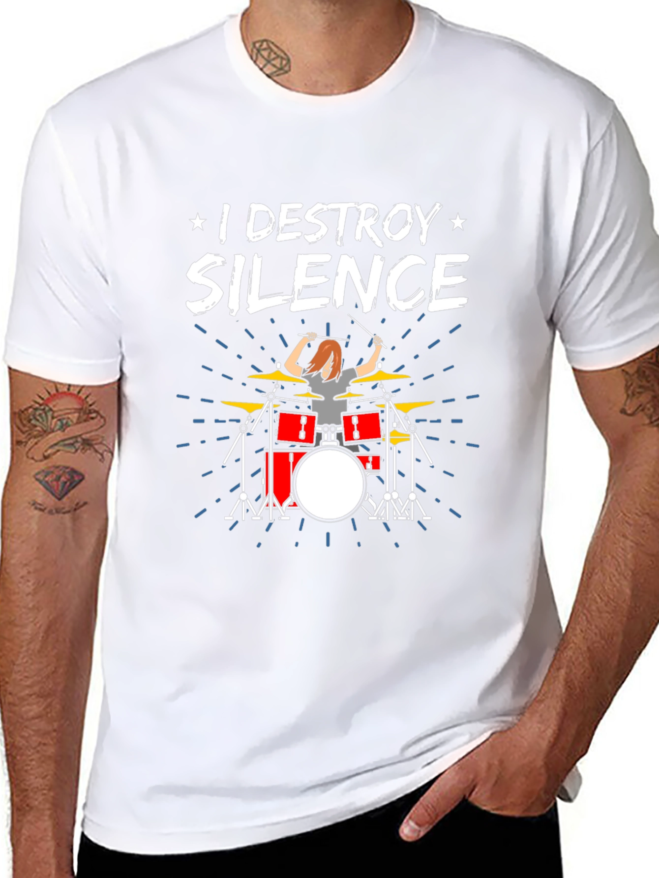 I Destroy Silence Drummer Graphic Tee