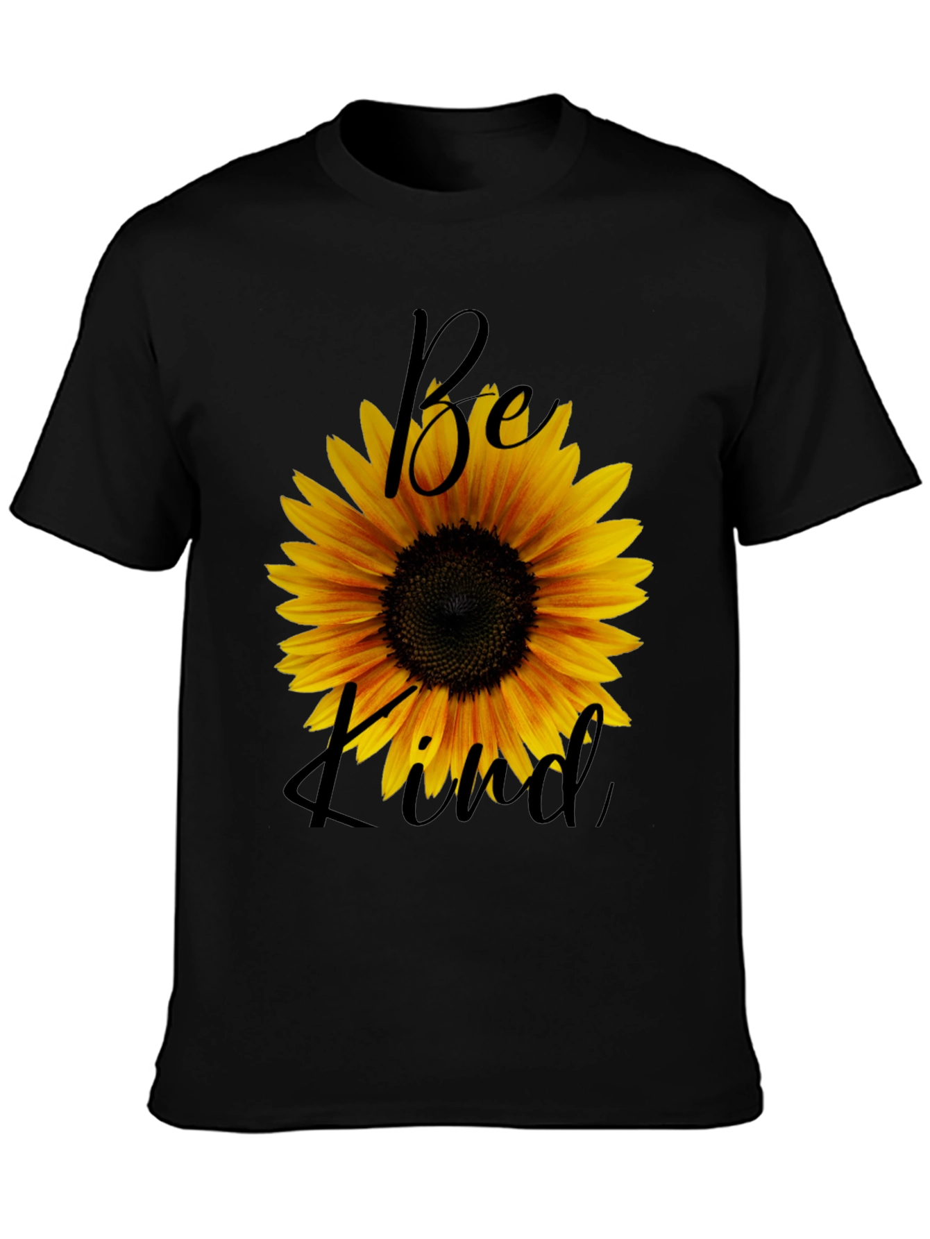 Sunflower Be Kind Graphic Black T-Shirt