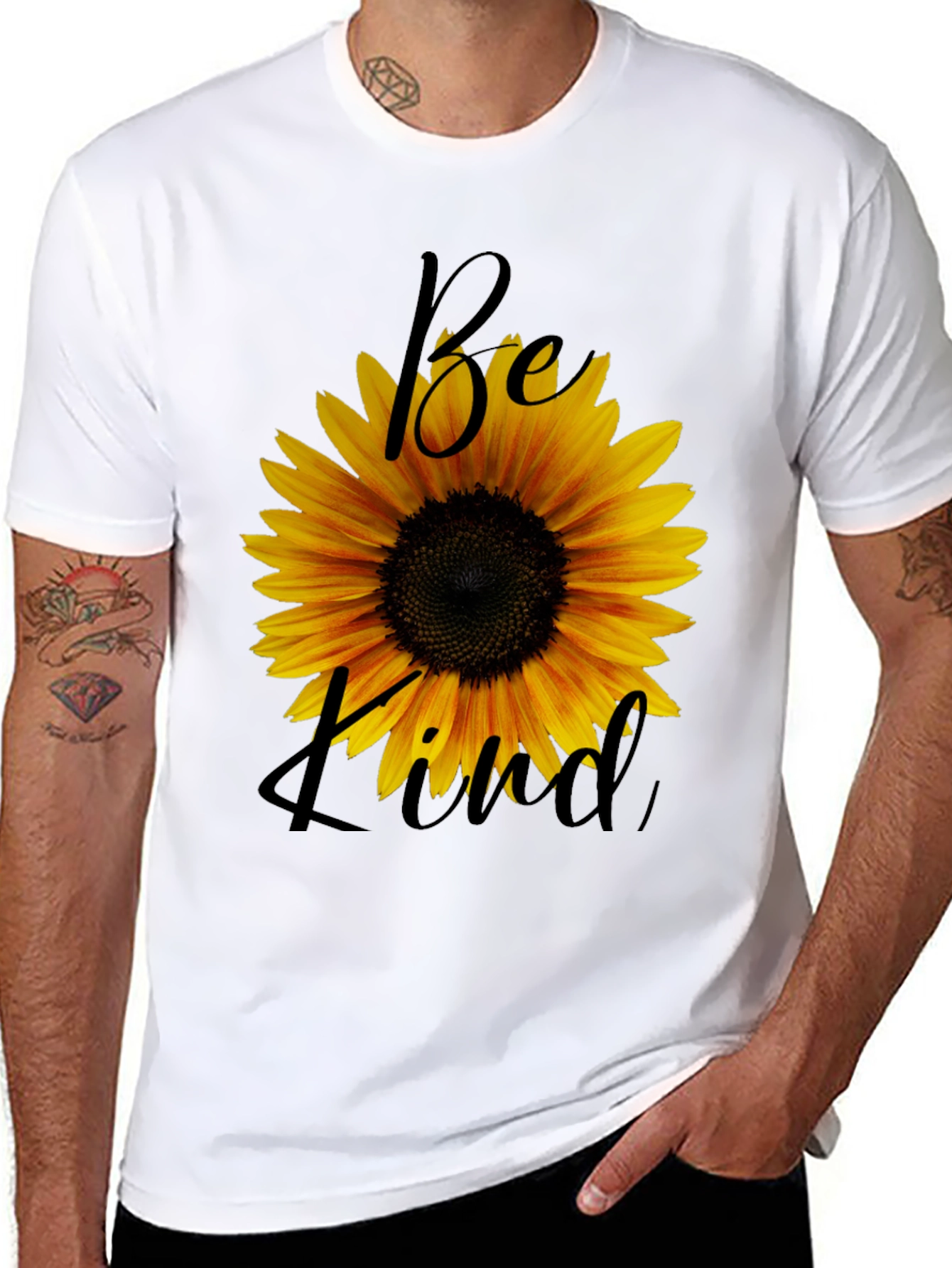 Sunflower Be Kind Graphic Black T-Shirt